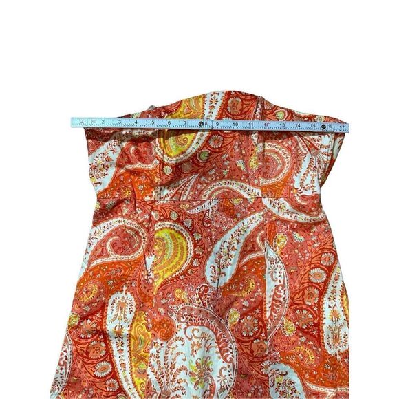 Clues Collection Strapless Tie Back Paisley Orange Dress Tropical Vacation Sz L - Picture 8 of 9